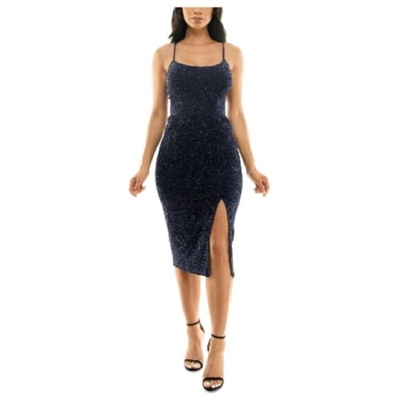 Speechless Juniors' Strappy-Back
Glitter-Knit Dress navy Jim size XL - Picture 1 of 10